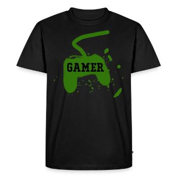 Joueur Console de jeux - T-shirt Premium bio Homme - noir - Devant - Nico (187cm)