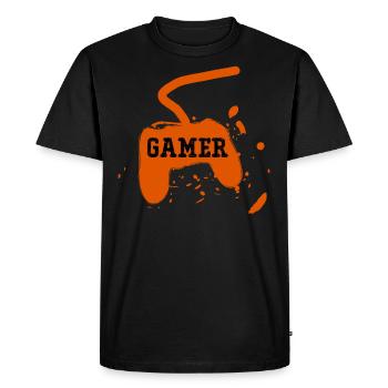Joueur Console de jeux - T-shirt Premium bio Homme - noir - Devant - Nico (187cm)