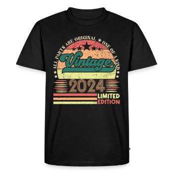 Cadeau d’anniversaire Retro 2024. Vintage 2024. - T-shirt Premium bio Homme - noir - Devant - Nico (187cm)