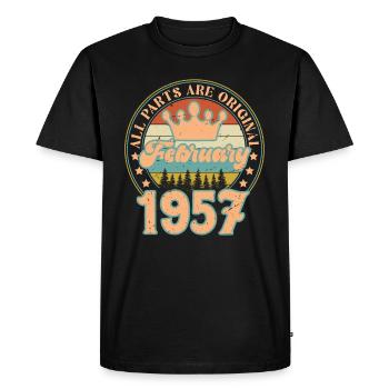 Février 1957. Cadeau d’anniversaire février 1957. - T-shirt Premium bio Homme - noir - Devant - Nico (187cm)