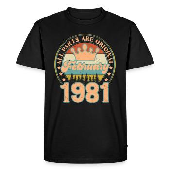 Février 1981. Cadeau d’anniversaire février 1981. - T-shirt Premium bio Homme - noir - Devant - Nico (187cm)