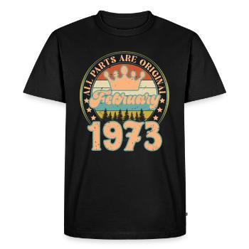 Février 1973. Cadeau d’anniversaire février 1973. - T-shirt Premium bio Homme - noir - Devant - Nico (187cm)