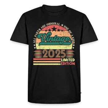 Cadeau d’anniversaire Retro 2025. Vintage 2025. - T-shirt Premium bio Homme - noir - Devant - Nico (187cm)