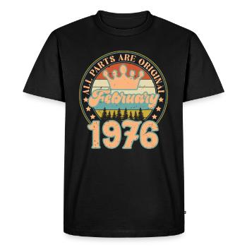 Février 1976. Cadeau d’anniversaire février 1976. - T-shirt Premium bio Homme - noir - Devant - Nico (187cm)