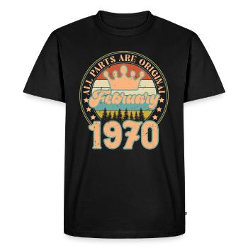 February 1970. February 1970 Birthday Gift. - Men's Premium Organic T-Shirt - black - Front - Nico (187cm)
