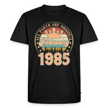 Février 1985. Cadeau d’anniversaire février 1985. - T-shirt Premium bio Homme - noir - Devant - Nico (187cm)