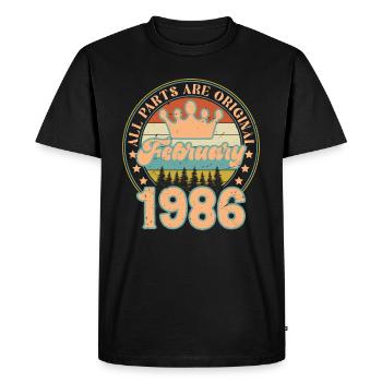 Février 1986. Cadeau d’anniversaire février 1986. - T-shirt Premium bio Homme - noir - Devant - Nico (187cm)