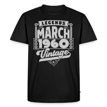Cadeau Vintage Anniversaire mars 1960, mars 1960. - T-shirt Premium bio Homme - noir - Devant - Nico (187cm)