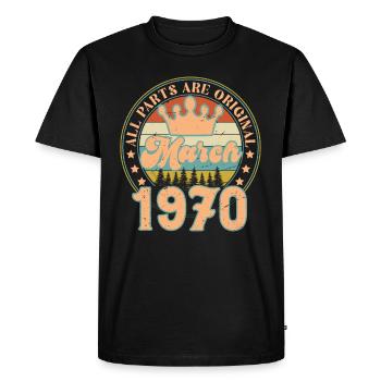 Mars 1970. Cadeau d’anniversaire mars 1970. March. - T-shirt Premium bio Homme - noir - Devant - Nico (187cm)