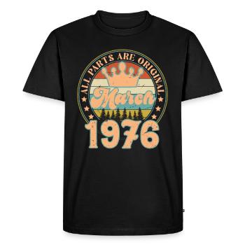 Mars 1976. Cadeau d’anniversaire mars 1976. March. - T-shirt Premium bio Homme - noir - Devant - Nico (187cm)