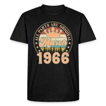 Mars 1966. Cadeau d’anniversaire mars 1966. March. - T-shirt Premium bio Homme - noir - Devant - Nico (187cm)