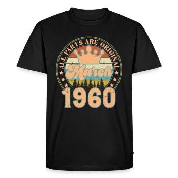 Mars 1960. Cadeau d’anniversaire mars 1960. March. - T-shirt Premium bio Homme - noir - Devant - Nico (187cm)