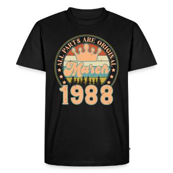 Mars 1988. Cadeau d’anniversaire mars 1988. March. - T-shirt Premium bio Homme - noir - Devant - Nico (187cm)