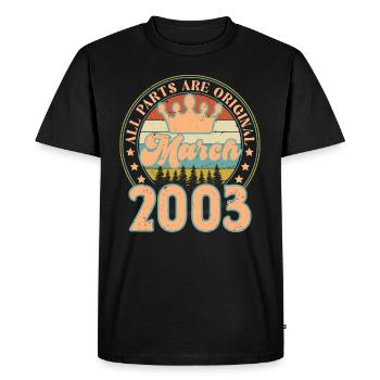 Mars 2003. Cadeau d’anniversaire mars 2003. March. - T-shirt Premium bio Homme - noir - Devant - Nico (187cm)
