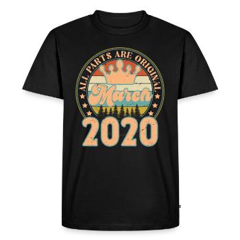 Mars 2020. Cadeau d’anniversaire mars 2020. March. - T-shirt Premium bio Homme - noir - Devant - Nico (187cm)