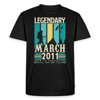 Anniversaire Mars 2011,cadeau Vintage mars 2011. - T-shirt Premium bio Homme - noir - Devant - Nico (187cm)