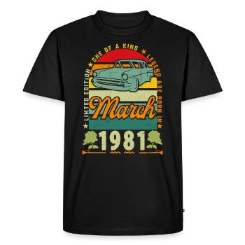 March 1981, March 1981, March 1981. - Men's Premium Organic T-Shirt - black - Front - Nico (187cm)