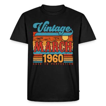 Mars 1960, Cadeau Anniversaire Vintage Mars 1960. - T-shirt Premium bio Homme - noir - Devant - Nico (187cm)