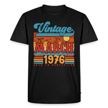 Mars 1976, Cadeau Anniversaire Vintage Mars 1976. - T-shirt Premium bio Homme - noir - Devant - Nico (187cm)