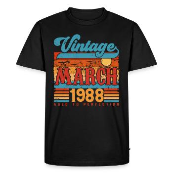 Mars 1988, Cadeau Anniversaire Vintage Mars 1988. - T-shirt Premium bio Homme - noir - Devant - Nico (187cm)
