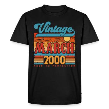 March 2000, March 2000 Vintage Anniversary Gift. - Men's Premium Organic T-Shirt - black - Front - Nico (187cm)