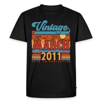 Mars 2011, Cadeau Anniversaire Vintage Mars 2011. - T-shirt Premium bio Homme - noir - Devant - Nico (187cm)