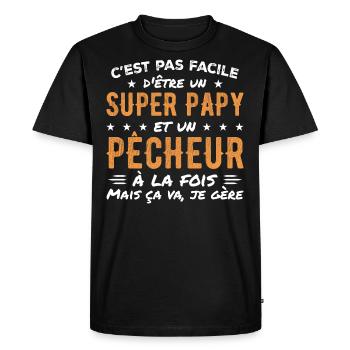 Super Papy et Pêcheur Cadeau - T-shirt Premium bio Homme - noir - Devant - Nico (187cm)