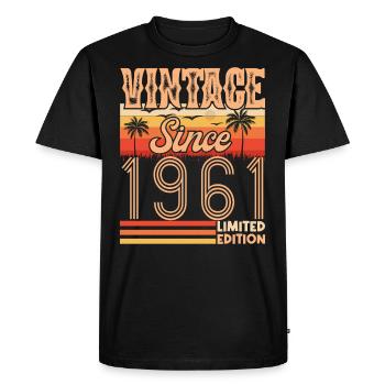 anniversaire 1961. Vintage né en 1961 anniversaire - T-shirt Premium bio Homme - noir - Devant - Nico (187cm)