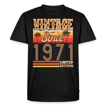 anniversaire 1971. Vintage né en 1971 anniversaire - T-shirt Premium bio Homme - noir - Devant - Nico (187cm)