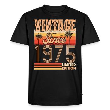 anniversaire 1975. Vintage né en 1975 anniversaire - T-shirt Premium bio Homme - noir - Devant - Nico (187cm)