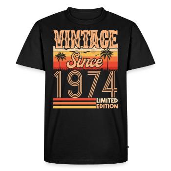 anniversaire 1974. Vintage né en 1974 anniversaire - T-shirt Premium bio Homme - noir - Devant - Nico (187cm)