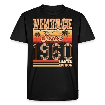 anniversaire 1960. Vintage né en 1960 anniversaire - T-shirt Premium bio Homme - noir - Devant - Nico (187cm)