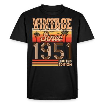 anniversaire 1951. Vintage né en 1951 anniversaire - T-shirt Premium bio Homme - noir - Devant - Nico (187cm)