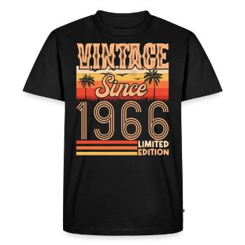 1966. Vintage Born in 1966 Anniversary - Men's Premium Organic T-Shirt - black - Front - Nico (187cm)