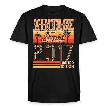 2017 anniversary. Vintage Born in 2017 Birthday - Men's Premium Organic T-Shirt - black - Front - Nico (187cm)