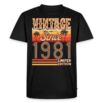1981. Vintage Born in 1981 Birthday - Men's Premium Organic T-Shirt - black - Front - Nico (187cm)