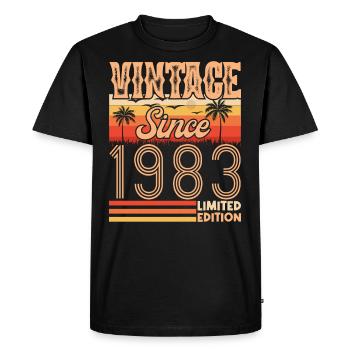 anniversaire 1983. Vintage né en 1983 anniversaire - T-shirt Premium bio Homme - noir - Devant - Nico (187cm)