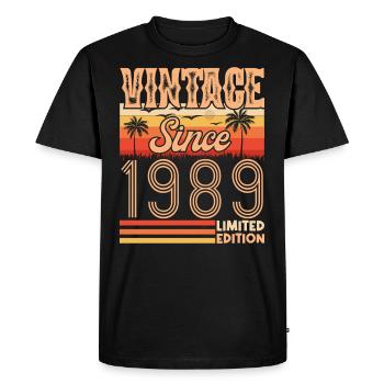 anniversaire 1989. Vintage né en 1989 anniversaire - T-shirt Premium bio Homme - noir - Devant - Nico (187cm)