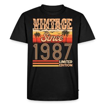 anniversaire 1987. Vintage né en 1987 anniversaire - T-shirt Premium bio Homme - noir - Devant - Nico (187cm)