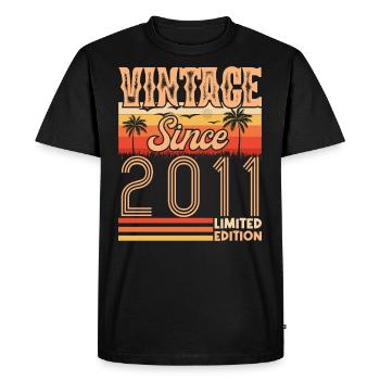 anniversaire 2011. Vintage né en 2011 anniversaire - T-shirt Premium bio Homme - noir - Devant - Nico (187cm)