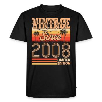 anniversaire 2008. Vintage né en 2008 anniversaire - T-shirt Premium bio Homme - noir - Devant - Nico (187cm)