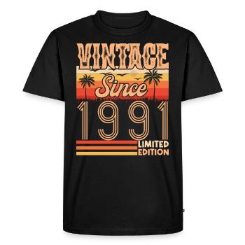 anniversaire 1991. Vintage né en 1991 anniversaire - T-shirt Premium bio Homme - noir - Devant - Nico (187cm)