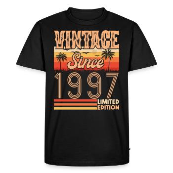 anniversaire 1997. Vintage né en 1997 anniversaire - T-shirt Premium bio Homme - noir - Devant - Nico (187cm)