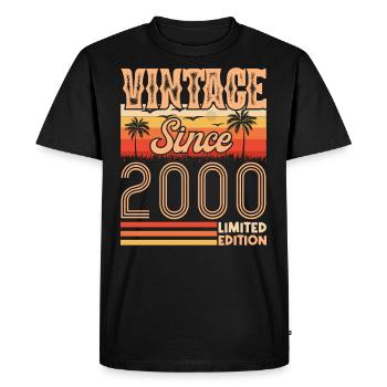 anniversaire 2000. Vintage né en 2000 anniversaire - T-shirt Premium bio Homme - noir - Devant - Nico (187cm)