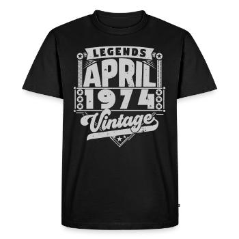 Cadeau Vintage Anniversaire avril 1974, avril 1974 - T-shirt Premium bio Homme - noir - Devant - Nico (187cm)