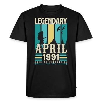 April 1991 Anniversary Gift, Vintage April 1991 - Men's Premium Organic T-Shirt - black - Front - Nico (187cm)