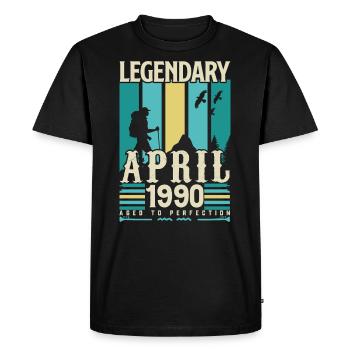 cadeau Anniversaire Avril 1990, Vintage avril 1990 - T-shirt Premium bio Homme - noir - Devant - Nico (187cm)
