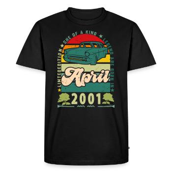 anniversaire avril 2001, Avril 2001, April 2001. - T-shirt Premium bio Homme - noir - Devant - Nico (187cm)