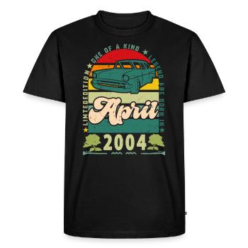 anniversaire avril 2004, Avril 2004, April 2004. - T-shirt Premium bio Homme - noir - Devant - Nico (187cm)