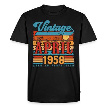 Avril 1958, Cadeau Anniversaire Vintage avril 1958 - T-shirt Premium bio Homme - noir - Devant - Nico (187cm)